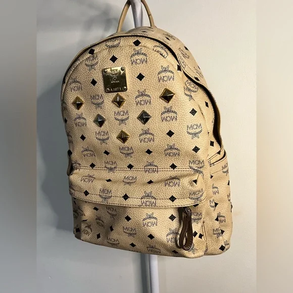MCM creme large backpack MCM | Bags | Mcm Large Cream Leather Front Studded Backpack  main image 2